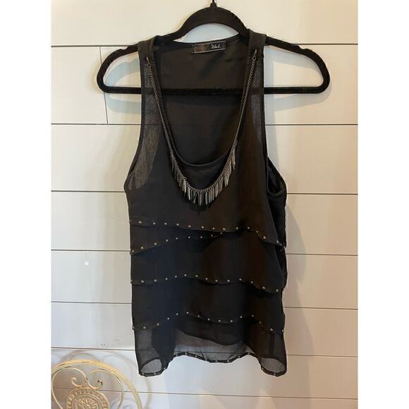 Wish Tops - Wish Boutique Ornate Tiered Tank with Necklace,Small